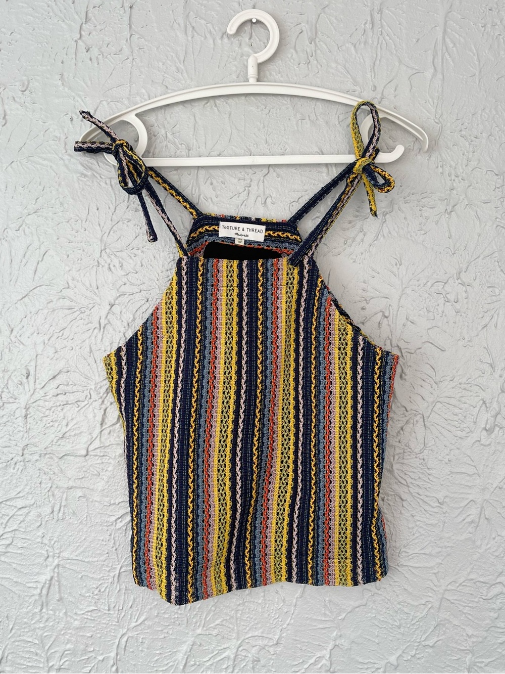 Madewell Texture & Thread Tie-Shoulder Tank Top in Rainbow Crochet Size X-Small